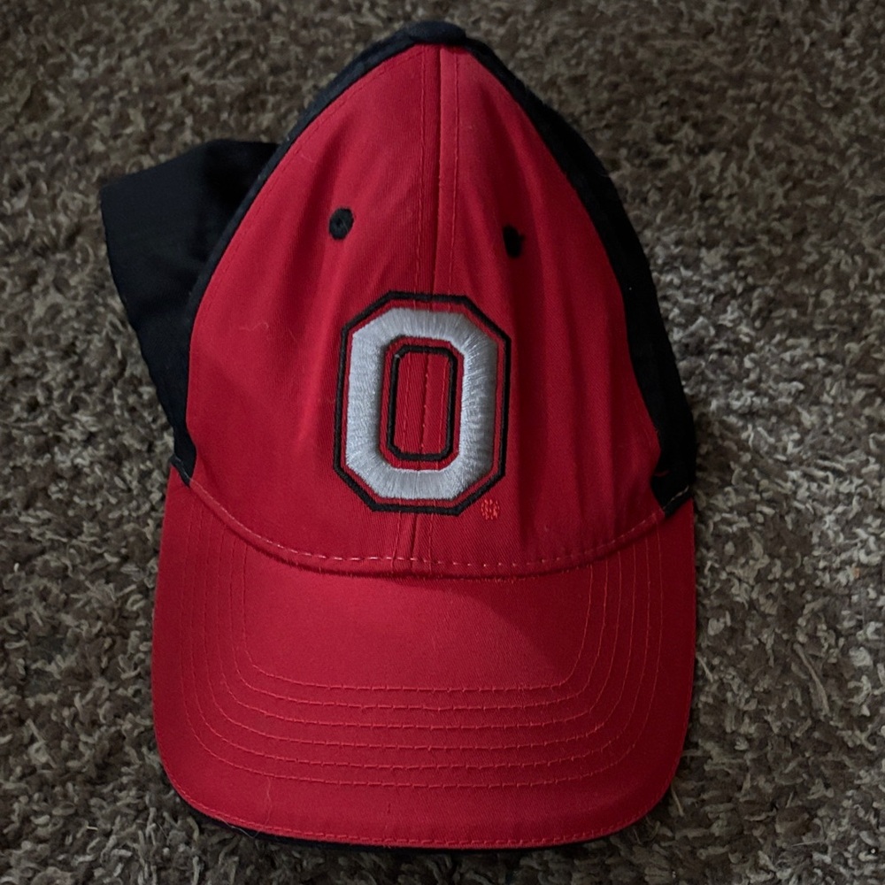 Red and Black Cap with Embroidered O for Ohio state